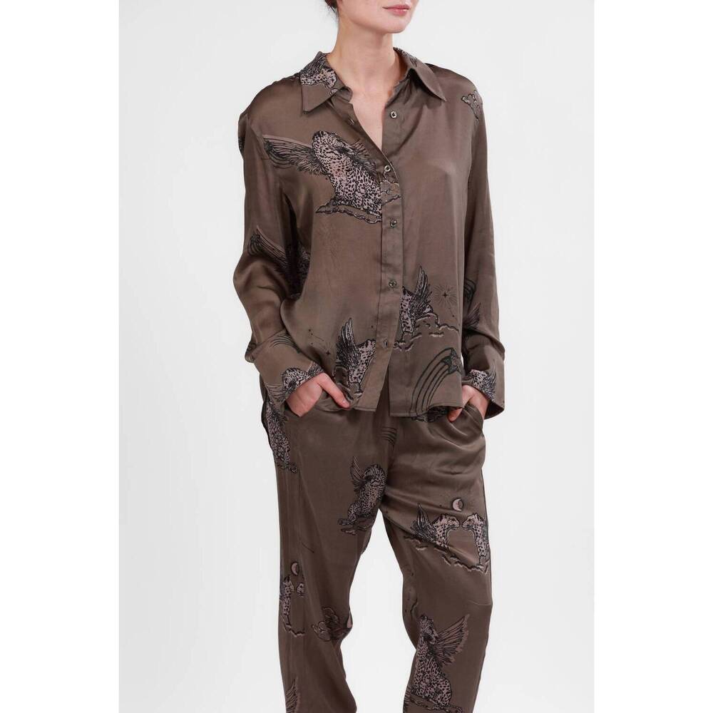 NEW LAS SUREÑAS astrology button-down shirt in olive green